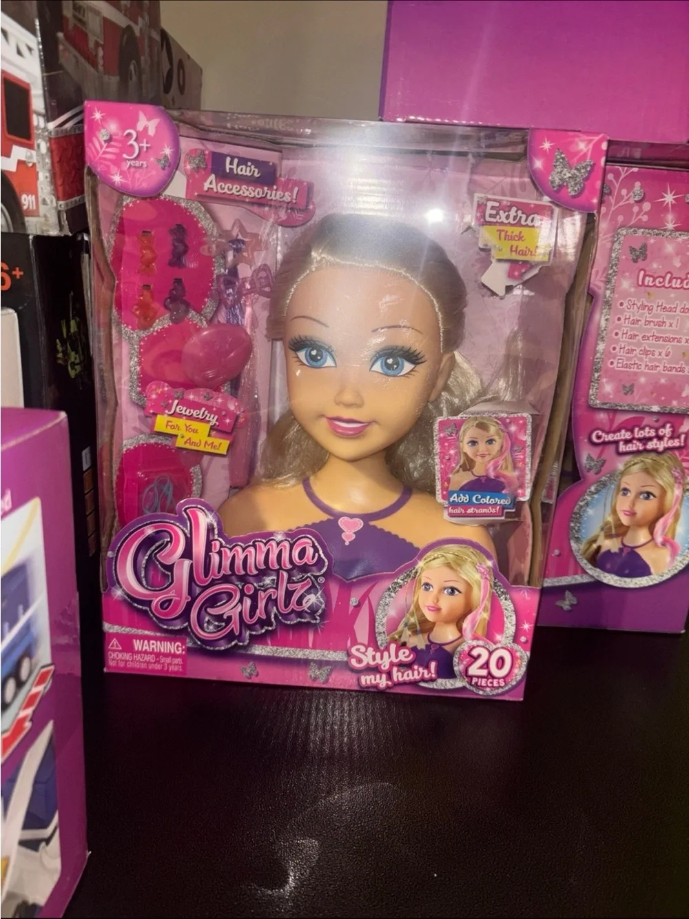 Glimma Girl Styling Head Doll - Pink & Purple